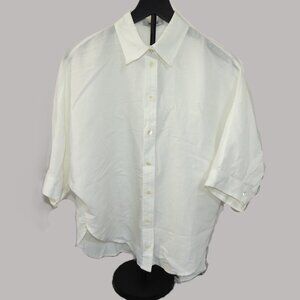 NWT Madewell Oversized Pleated-Sleeve Button-Up Shirt Women’s Size Small White